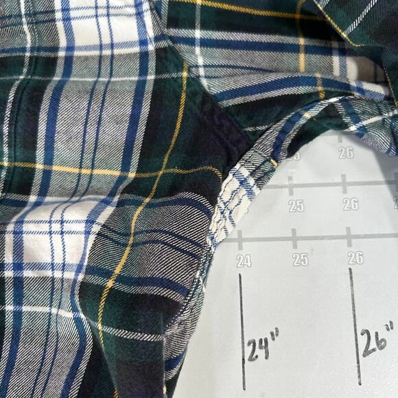 Eddie Bauer Crop Flannel Shirt Mens M Blue Plaid Button Down Grunge Retro Y2K - Picture 6 of 7